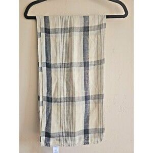 Gap-Tan Plaid Theme Scarf Long Gold Metallic Threads Poly blend-Infinity